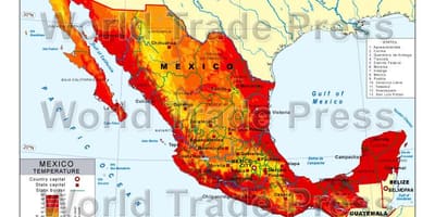 Kort over Mexico temperatur