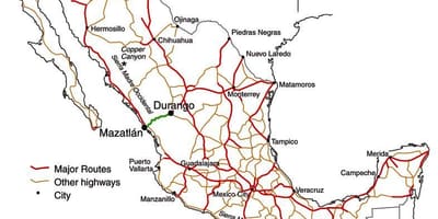 Mexicanske toll road map