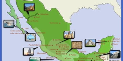 Kort over Mexico turistmål