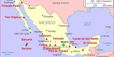 Kort over Mexico vulkan