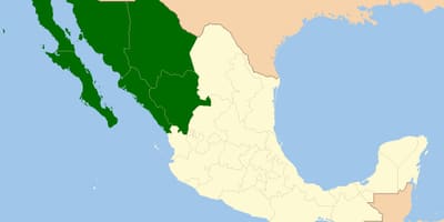 Kort over det nordvestlige Mexico