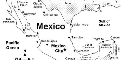 Printable Mexico kort