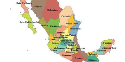 Kort over Mexico provinser
