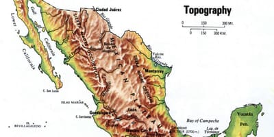 Mexico topografisk kort