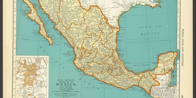 Vintage kort over Mexico